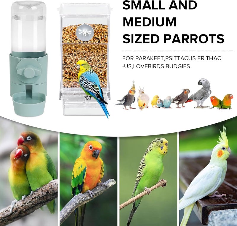 lemtrflo No Mess Bird Feeder Water Dispenser Set, Bird Feeder for Cage, Cage Accessories for Cockatiels, Finches, Budgies and Canaries - Image 2